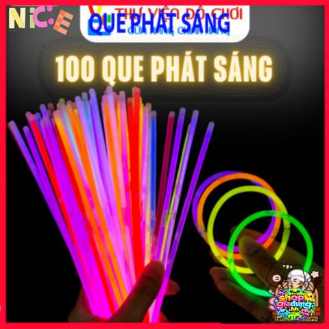 Bộ 100 Que Phát Sáng Dạ Quang Đa Màu Kèm 100 Đầu Nối Tạo Vòng Tay - Trang Trí Bữa Tiệc Sôi Động và Thú Vị