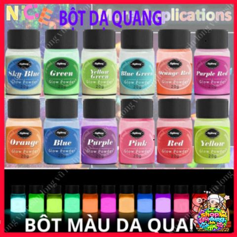 Bộ 12 Bột Dạ Quang Resin Phát Sáng - Sáng Tạo Nghệ Thuật, Trang Sức Đẹp Mắt, Phù Hợp Sơn Móng Tay và Chế Tác DIY
