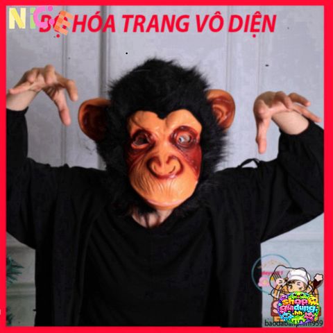 Mặt Nạ Khỉ Đột Đen Halloween - Phụ Kiện Hóa Trang Độc Đáo Cho Những Bận Rộn 12 Tuổi Trở Lên, Thiết Kế 3D Gợi Nhớ Hacker