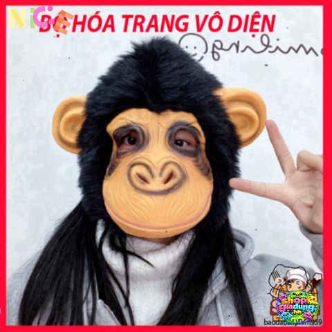 Mặt Nạ Khỉ Đột Đen Halloween - Phụ Kiện Hóa Trang Độc Đáo Cho Những Bận Rộn 12 Tuổi Trở Lên, Thiết Kế 3D Gợi Nhớ Hacker