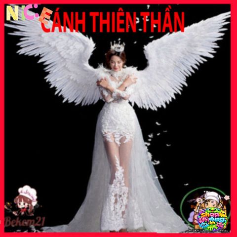 Bộ Trang Phục Thiên Thần Trắng Đôi - Cánh Lông Vũ Rực Rỡ cho Trẻ Em - Hoá Trang Dễ Dàng, Kích Thước Đang Có Sẵn