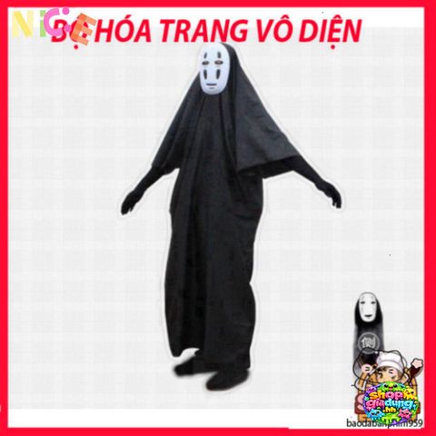 Set Bộ Y Phục Nhập Vai Ma Vô Diện Spirited Away - Cosplay Chính Hãng cho Tất Cả Lứa Tuổi với Áo Choàng và Mặt Nạ Huyền Bí