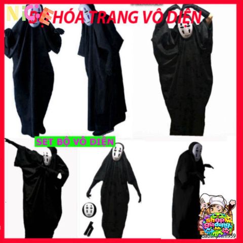 Set Bộ Y Phục Nhập Vai Ma Vô Diện Spirited Away - Cosplay Chính Hãng cho Tất Cả Lứa Tuổi với Áo Choàng và Mặt Nạ Huyền Bí