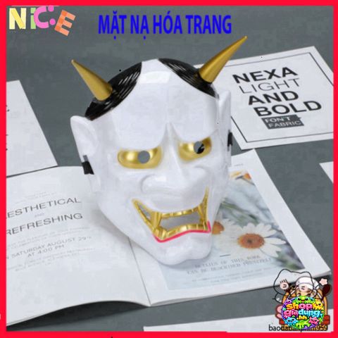 Mặt Nạ Nhập Vai Oni Noh Hannya 2 Sừng Độc Đáo - Phụ Kiện Halloween Cosplay Chất Lượng Cao