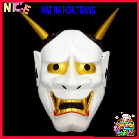 Mặt Nạ Nhập Vai Oni Noh Hannya 2 Sừng Độc Đáo - Phụ Kiện Halloween Cosplay Chất Lượng Cao