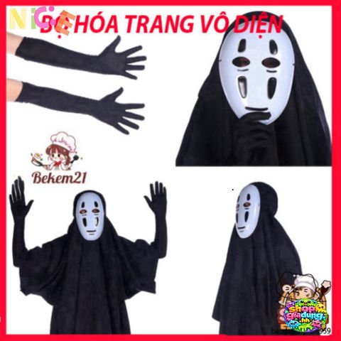 Bộ Đồ Cosplay Vô Diện Đen - Áo Choàng & Mặt Nạ Gid Mạch Kiki Spirited Away - Thời Trang Hóa Trang Độc Đáo cho Sự Kiện Anime