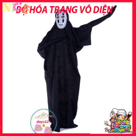Bộ Đồ Cosplay Vô Diện Đen - Áo Choàng & Mặt Nạ Gid Mạch Kiki Spirited Away - Thời Trang Hóa Trang Độc Đáo cho Sự Kiện Anime