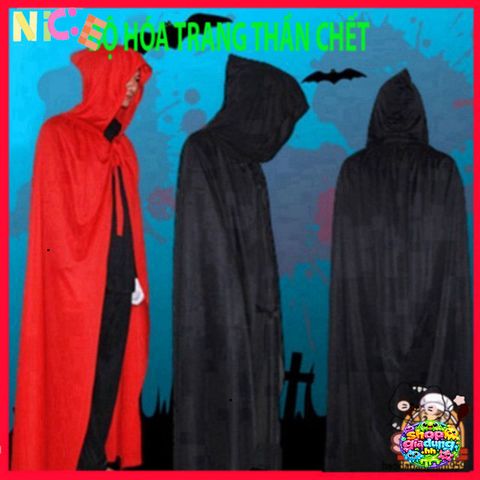 Áo Choàng Halloween Thần Chết Bí Ẩn 120cm Kèm Mặt Nạ Đầu Lâu - Trang Phục Hóa Trang ấn Tượng cho Tiệc Tùng hoặc Lễ Hội