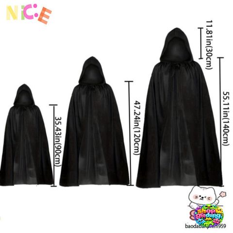 Áo Choàng Thần Chết 2 Lớp Đen Đỏ - Trang Phục Halloween Bí Ẩn, Cosplay Phù Thủy, Mặc Tiệc Kinh Dị