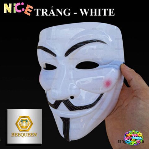 Mặt Nạ Hacker Anonymous Vàng và Trắng - Phụ Kiện Thời Trang Độc Đáo Cho Tiệc Halloween & Lễ Hội