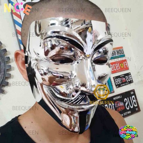 Mặt Nạ Hacker Anonymous Vàng và Trắng - Phụ Kiện Thời Trang Độc Đáo Cho Tiệc Halloween & Lễ Hội