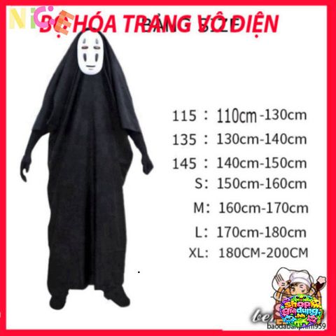 Set Bộ Cosplay Kaonashi Spirited Away - Trang Phục Đen Cho Trẻ Em & Người Lớn, Mặt Nạ & Găng Tay Đi Kèm, Phong Cách Nghệ Thuật ấn Tượng