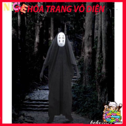 Set Bộ Cosplay Kaonashi Spirited Away - Trang Phục Đen Cho Trẻ Em & Người Lớn, Mặt Nạ & Găng Tay Đi Kèm, Phong Cách Nghệ Thuật ấn Tượng
