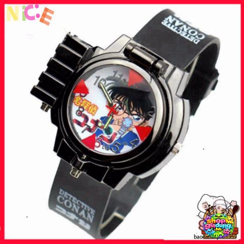 Đồng Hồ Đeo Tay Edogawa Conan Cho Trẻ Em - Thiết Kế Độc Đáo, Kính Lúp Và Đèn Laser - Quà Tặng Fan Thám Tử Conan
