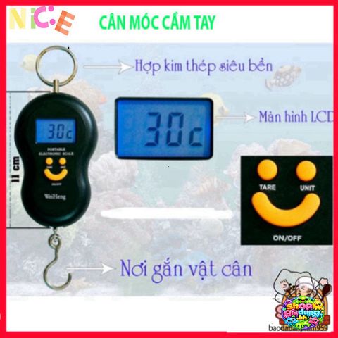 Cân Điện Tử Mini 50kg Hình Mặt Cười - Cân Ăn Chính Xác Di Động, Thiết Kế Tiện Lợi Dành Cho Mua Sắm và Du Lịch
