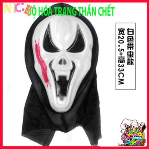 Mặt Nạ Scream Đỏ - Phụ Kiện Halloween Kinh Dị - Đồ Trang Trí Cosplay Thần Chết Độc Đáo cho Tiệc Trung Thu