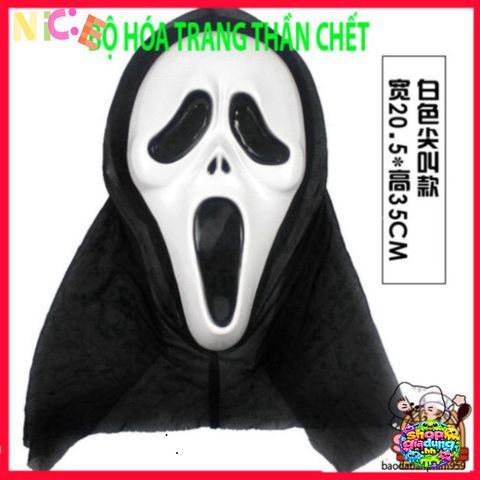 Mặt Nạ Scream Đỏ - Phụ Kiện Halloween Kinh Dị - Đồ Trang Trí Cosplay Thần Chết Độc Đáo cho Tiệc Trung Thu