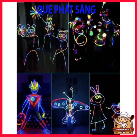 Vòng Đeo Tay Phát Sáng Dạ Quang - Bộ 50-100 Que Kèm Nút Gắn, Chất Liệu An Toàn, Phù Hợp Các Bữa Tiệc và Sự Kiện Đêm