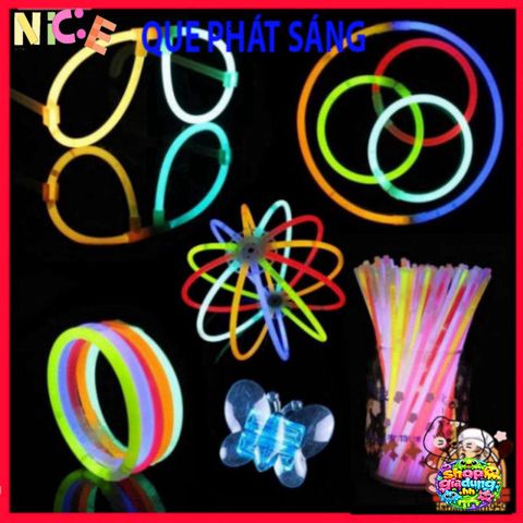 Vòng Đeo Tay Phát Sáng Dạ Quang - Bộ 50-100 Que Kèm Nút Gắn, Chất Liệu An Toàn, Phù Hợp Các Bữa Tiệc và Sự Kiện Đêm