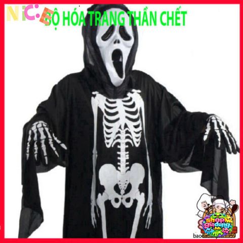 Scream Áo Xương Thần Chết Halloween - Trang Phục Cosplay Chất Liệu Thoải Mái, Dễ Đến Bữa Tiệc Ma Quái