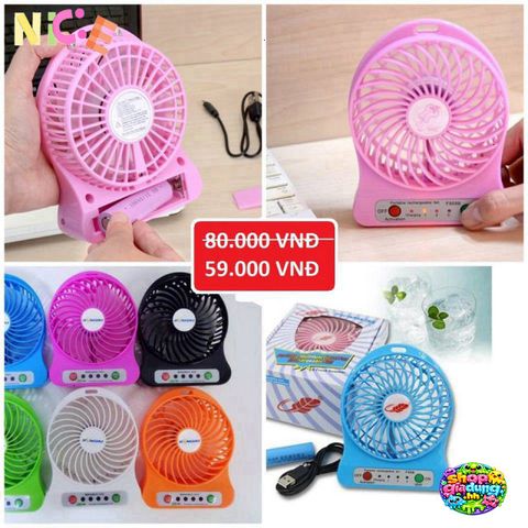 Quạt Sạc Pin Di Động - Quạt Mini 3 Chế Độ Mát Tiện Lợi Cho Mọi Nơi - Quạt Cầm Tay Hồng Kông