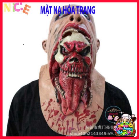 Mặt Nạ Xác Sống Lè Lưỡi Halloween - Phụ Kiện Hóa Trang Độc Đáo Cho Tiệc Tùng Và Video TikTok, Chất Liệu Latex An Toàn
