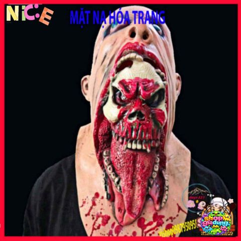 Mặt Nạ Xác Sống Lè Lưỡi Halloween - Phụ Kiện Hóa Trang Độc Đáo Cho Tiệc Tùng Và Video TikTok, Chất Liệu Latex An Toàn