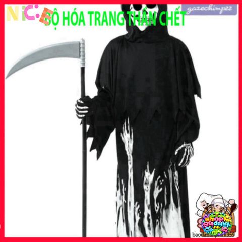 Bộ trang phục Áo Choàng Thần Chết cho trẻ em - Halloween Cosplay với mũ và găng tay, Phát sáng trong bóng tối, Thời trang thú vị cho bé