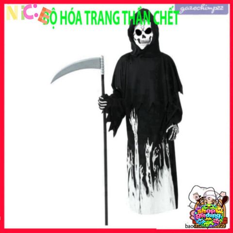Bộ trang phục Áo Choàng Thần Chết cho trẻ em - Halloween Cosplay với mũ và găng tay, Phát sáng trong bóng tối, Thời trang thú vị cho bé