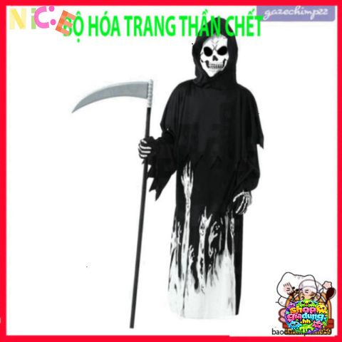 Bộ trang phục Áo Choàng Thần Chết cho trẻ em - Halloween Cosplay với mũ và găng tay, Phát sáng trong bóng tối, Thời trang thú vị cho bé