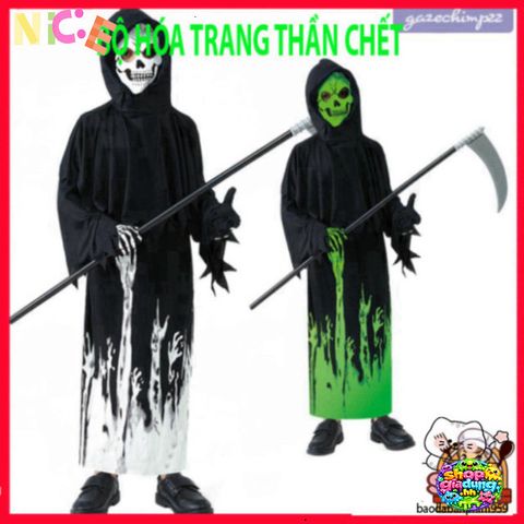 Bộ trang phục Áo Choàng Thần Chết cho trẻ em - Halloween Cosplay với mũ và găng tay, Phát sáng trong bóng tối, Thời trang thú vị cho bé