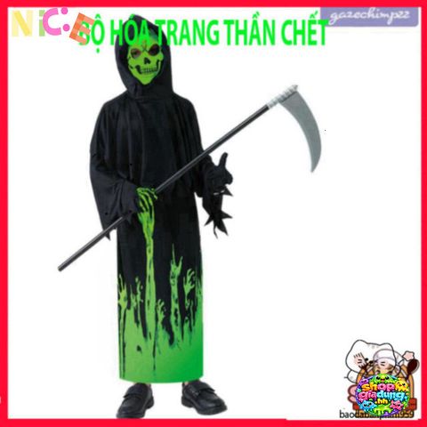 Bộ trang phục Áo Choàng Thần Chết cho trẻ em - Halloween Cosplay với mũ và găng tay, Phát sáng trong bóng tối, Thời trang thú vị cho bé