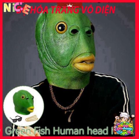 Mũ Đội Đầu Cá Xanh Ngộ Nghĩnh - Phụ Kiện Tiệc Tùng Lễ Hội Halloween, Giáng Sinh, Dành Cho Người Lớn và Trẻ Em 7-14 Tuổi