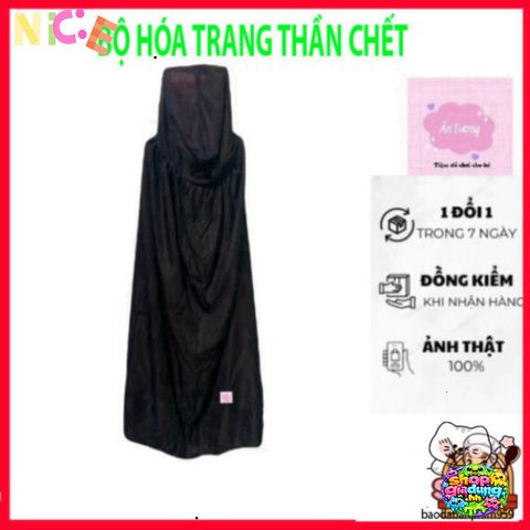 Áo Choàng Halloween Thần Chết 90-120 cm - Áo Choàng Ma Cà Rồng Đen Đỏ Thú Vị Cho Tiệc Halloween