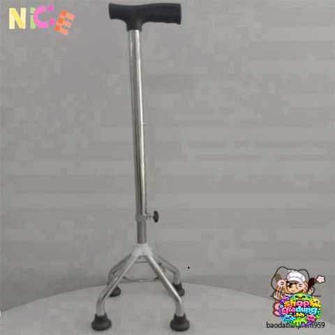Gậy Tập Đi 4 Chân Chắc Chắn cho Người Cao Tuổi - Điều Chỉnh Cao, Chất Liệu Inox Bền Bỉ, Chân Đế Cao Su Chống Trơn Trượt