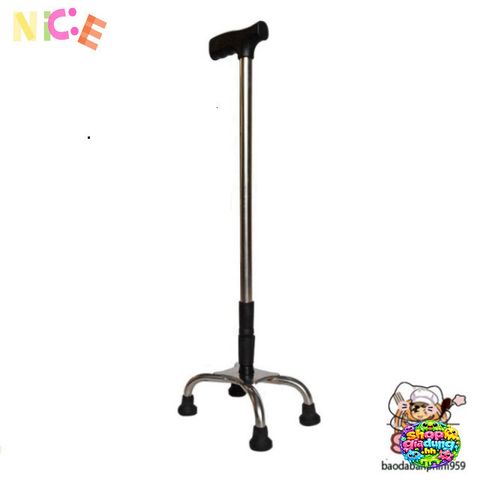 Gậy Tập Đi 4 Chân Chắc Chắn cho Người Cao Tuổi - Điều Chỉnh Cao, Chất Liệu Inox Bền Bỉ, Chân Đế Cao Su Chống Trơn Trượt