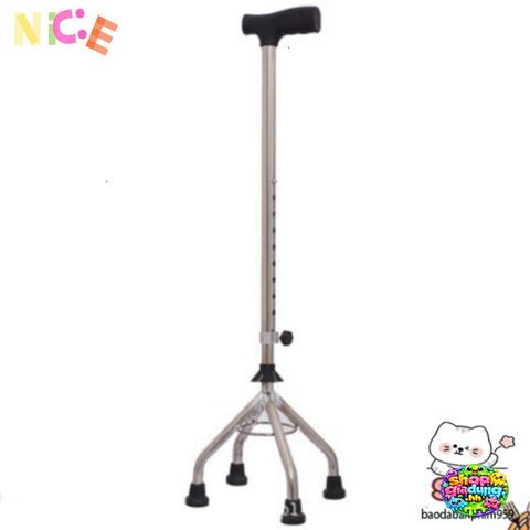 Gậy Tập Đi 4 Chân Chắc Chắn cho Người Cao Tuổi - Điều Chỉnh Cao, Chất Liệu Inox Bền Bỉ, Chân Đế Cao Su Chống Trơn Trượt