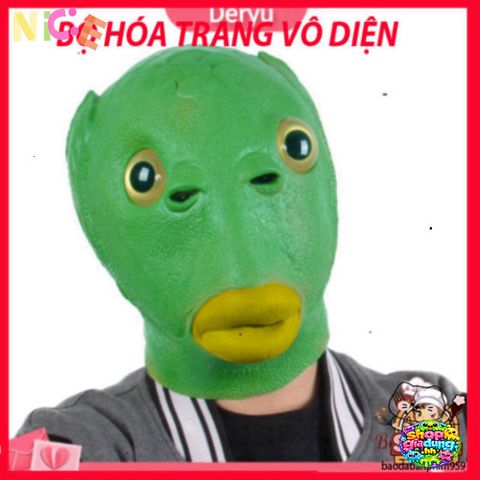 Mặt Nạ Silicon Hài Hước Đầu Cá Xanh Lá - Phụ Kiện Cosplay Tiệc Tùng Độc Đáo, An Toàn Cho Người Lớn