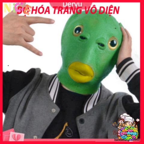 Mặt Nạ Silicon Hài Hước Đầu Cá Xanh Lá - Phụ Kiện Cosplay Tiệc Tùng Độc Đáo, An Toàn Cho Người Lớn