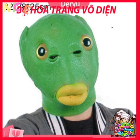 Mặt Nạ Silicon Hài Hước Đầu Cá Xanh Lá - Phụ Kiện Cosplay Tiệc Tùng Độc Đáo, An Toàn Cho Người Lớn