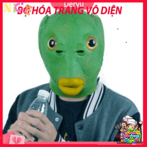 Mặt Nạ Silicon Hài Hước Đầu Cá Xanh Lá - Phụ Kiện Cosplay Tiệc Tùng Độc Đáo, An Toàn Cho Người Lớn