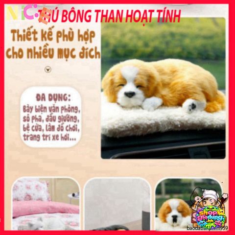 Thú Bông Decor Móc Xe Chó Mèo Gấu Super Real 99% - Khử Mùi Than Hoạt Tính, Trang Trí Xe Hơi Đáng Yêu, Không Gian Trong Lành