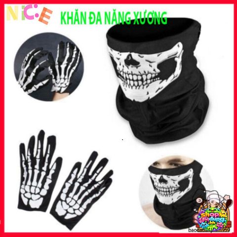 Mặt Nạ Đầu Lâu Kinh Dị và Găng Tay Ma Xương - Phụ Kiện Thời Trang Halloween Độc Đáo cho Tiệc Hóa Trang