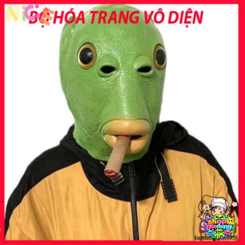 Mặt Nạ Silicon Hình Đầu Cá Xanh - Đồ Trang Trí Cosplay Tiệc Halloween Giáng Sinh Vui Nhộn - Độc Đảo và Sáng Tạo