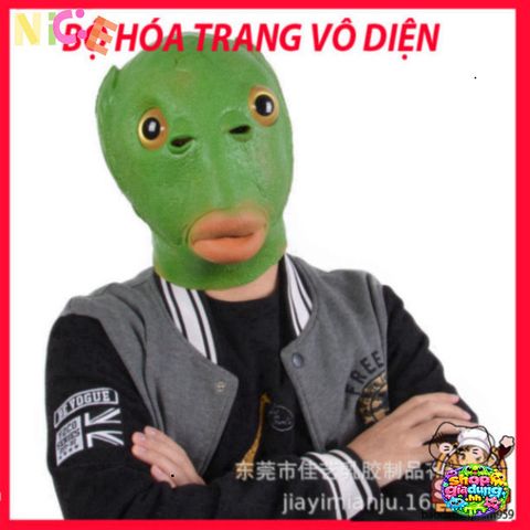 Mặt Nạ Silicon Hình Đầu Cá Xanh - Đồ Trang Trí Cosplay Tiệc Halloween Giáng Sinh Vui Nhộn - Độc Đảo và Sáng Tạo