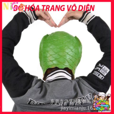 Mặt Nạ Silicon Hình Đầu Cá Xanh - Đồ Trang Trí Cosplay Tiệc Halloween Giáng Sinh Vui Nhộn - Độc Đảo và Sáng Tạo
