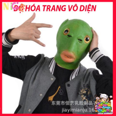 Mặt Nạ Silicon Hình Đầu Cá Xanh - Đồ Trang Trí Cosplay Tiệc Halloween Giáng Sinh Vui Nhộn - Độc Đảo và Sáng Tạo