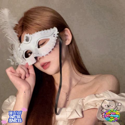 Mặt Nạ Hóa Trang Nửa Mặt Nhật Bản - Lông Vũ Thời Trang Cho Tiệc Halloween & Sự Kiện Đặc Biệt