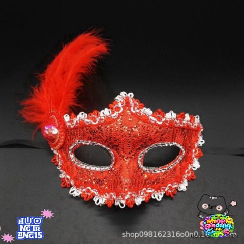 Mặt Nạ Hóa Trang Nửa Mặt Nhật Bản - Lông Vũ Thời Trang Cho Tiệc Halloween & Sự Kiện Đặc Biệt