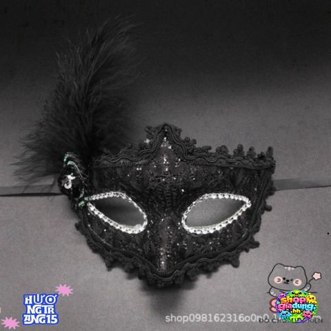 Mặt Nạ Hóa Trang Nửa Mặt Nhật Bản - Lông Vũ Thời Trang Cho Tiệc Halloween & Sự Kiện Đặc Biệt